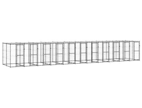 vidaXL Perrera de exterior de acero con techo 26,62 m²