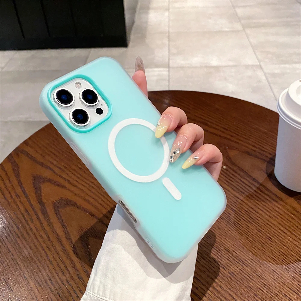 (iphone 17 Air, Azul) Funda Mate Magsafe Con Carga Inalámbrica Para Iphone Y Protección De Marco Magnético