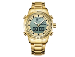 Reloj De Pulsera Para Hombre De Aleación Analógico De Cuarzo Con Dial Redondo Oro Moda