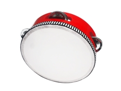 Pandereta de mano Cuich, instrumento de percusión portátil, cascabel de metal, madera de abedul, roja, 10 pulgadas