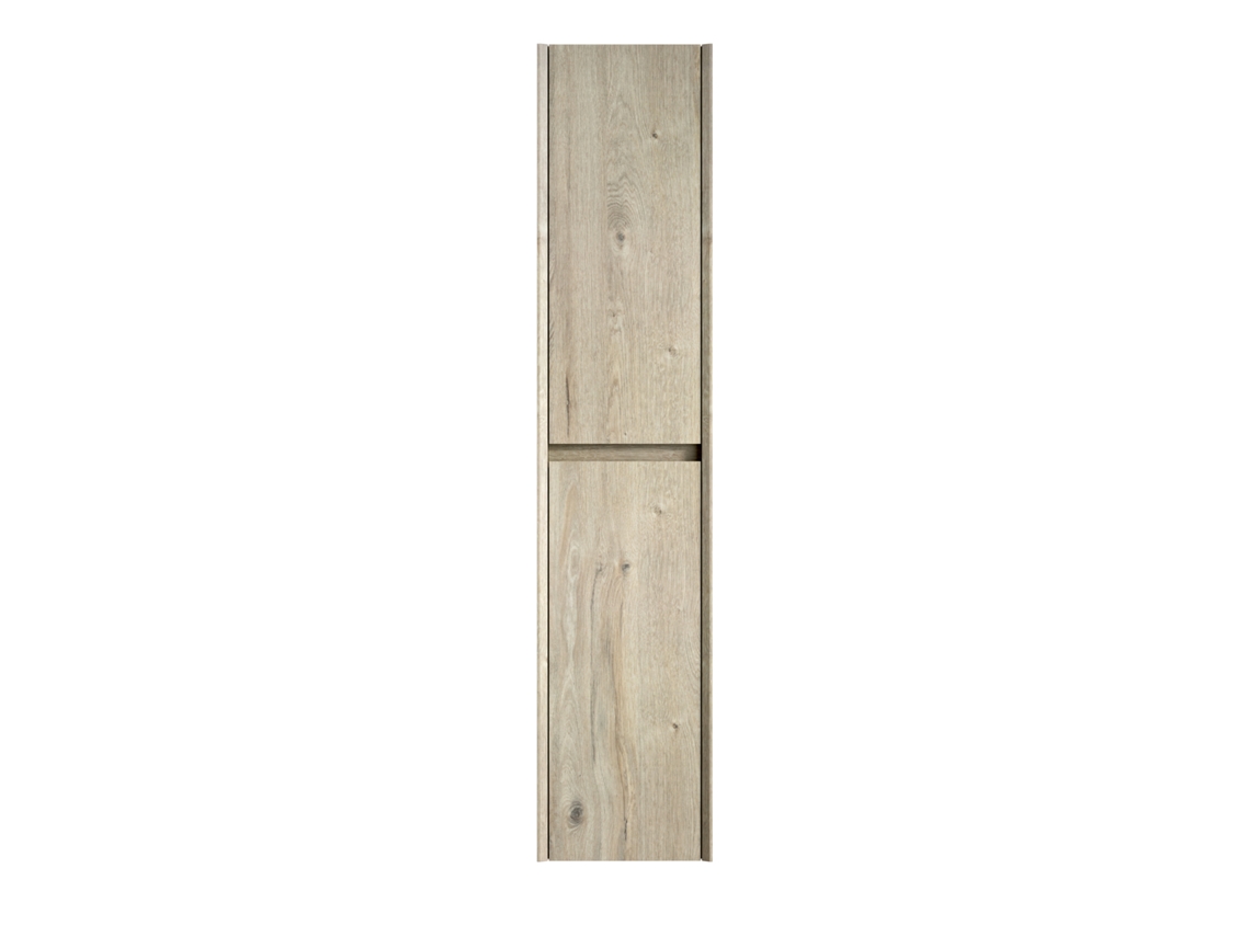 Armario De Pared Alto Daci 140cm, Diseño Delgado Para Baño, Sala O Lavandería, Roble Claro