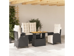 Conjunto de jardín de 4 piezas DKD Home Decor con cojines de mimbre negros
