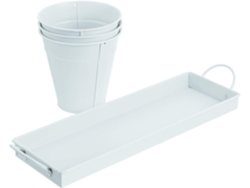 Juego De Macetas Retro De 3 Piezas Con Bandeja Y Cubos Para Plantas.