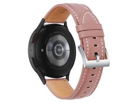 Correa de piel auténtica costura ajustable para Samsung Galaxy Watch 5 40mm/44mm/5 Pro 45mm - Rosa oscuro/hebilla de plata