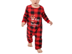 Kkpm - Pijama navideño familiar suave con bloques de color, cuello redondo, mangas largas y lindos estampados de animales para bebé niño de 9 a 12 meses.