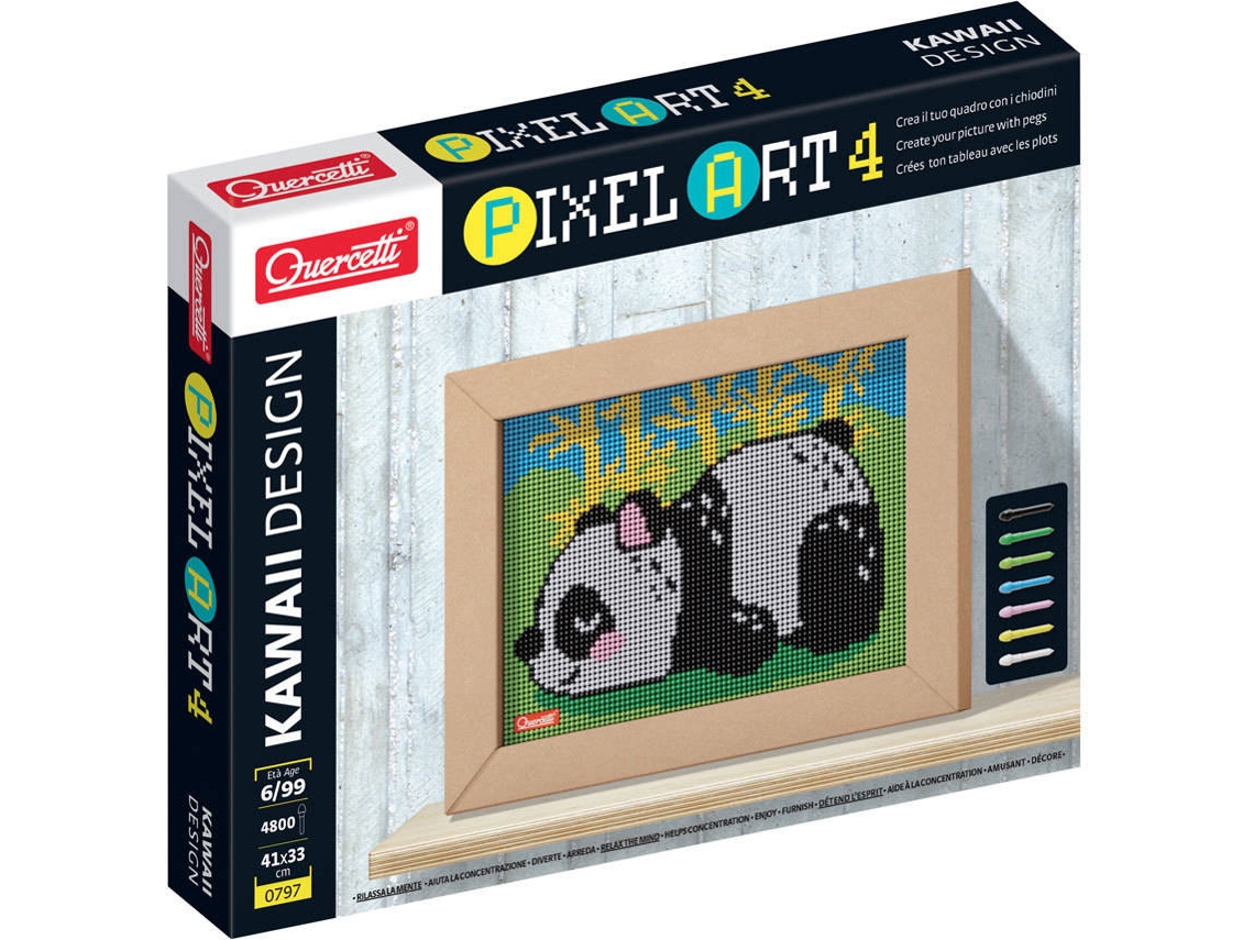 Juego Educativo QUERCETTI Pegs Pixel Art 4 Oso Panda 4800 pz (Edad Mínima: 6 Años - 42 x 33,5 x 6 cm)