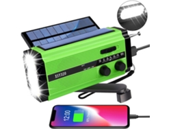 Rádio Solar Portátil Com Manivela Lanterna Led Externa Rádio Am/fm Bateria 5000mah/verde GERTIZ