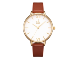Relógio De Pulseira Feminino De Quartzo Fashion Com Pulseira De Couro Pu Dial Redondo Ultra Fino (azul)