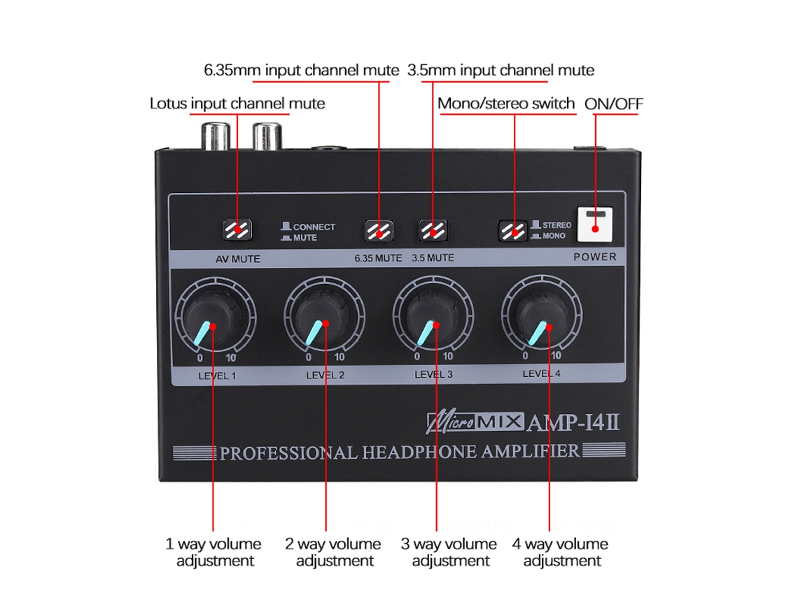 Amplificador Portátil Para Auriculares Intrauditivos Para Estudios Y Escenarios Con Control De Volumen Independiente.