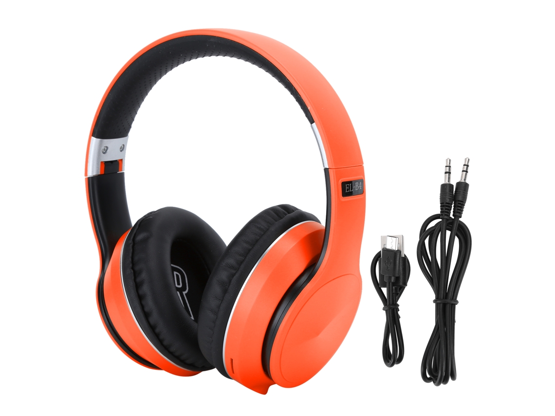 Auriculares Deportivos Estéreo Inalámbricos Bluetooth Plegables Con Radio Fm - Naranja