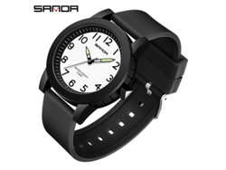Reloj De Pareja Sencillo De Cuarzo Fluorescente E Impermeable Para Hombre (blanco Y Negro)