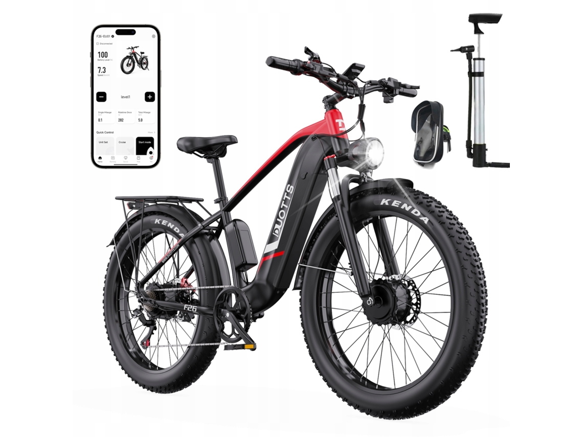 Bicicleta eléctrica Duotts F26 de 1500 W, 55 km/h, 120 km, 48 V, 20 Ah, 264,0 W, neumáticos anchos (48 V, 750 W²)