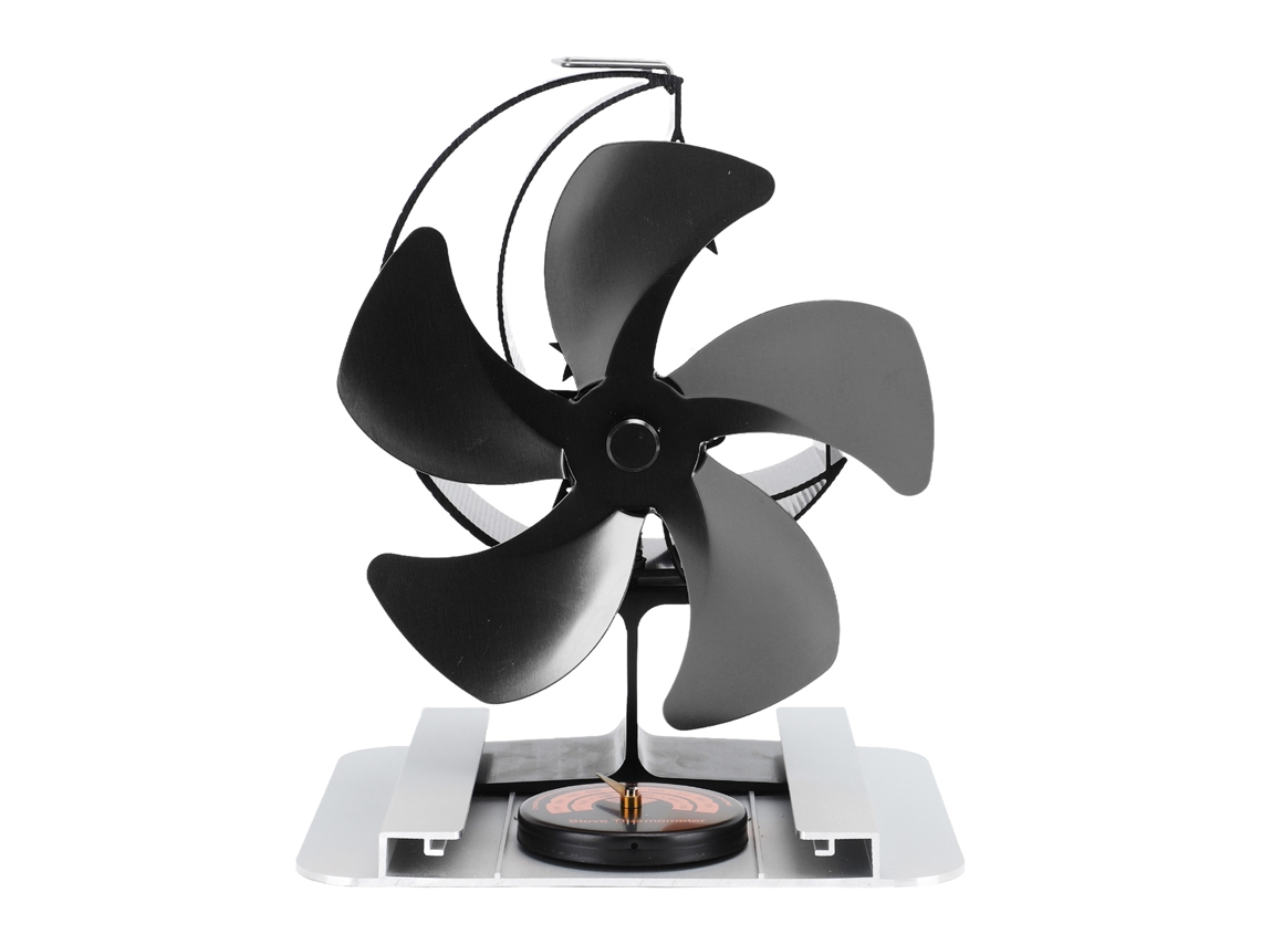 Ventilador para invernadero con 5 aspas, termómetro y protector térmico.