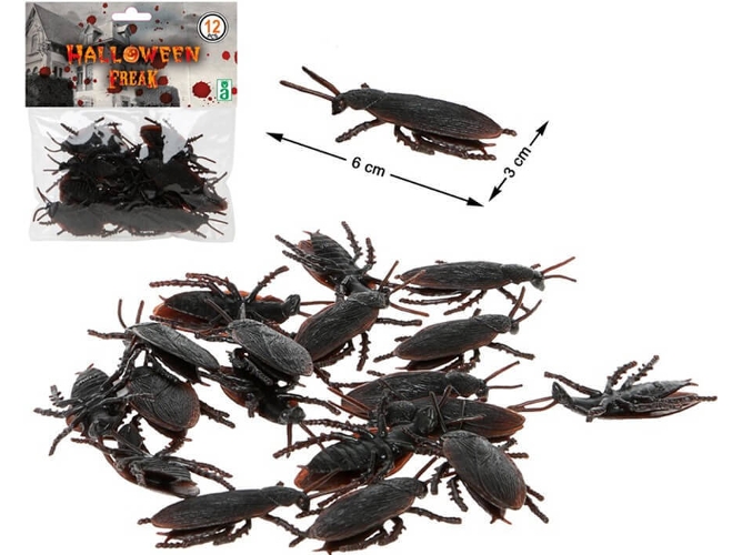 Decoraciones de Halloween DISFRAZZES Cucarachas Negras (12 Un - 13 cm)