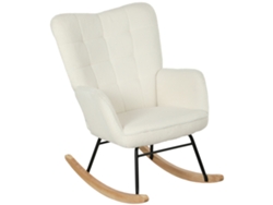 Mecedora/Sillón columpio con aspecto de lana bereber, reposabrazos, tapizada con patas de madera - Tienda BAGOLY