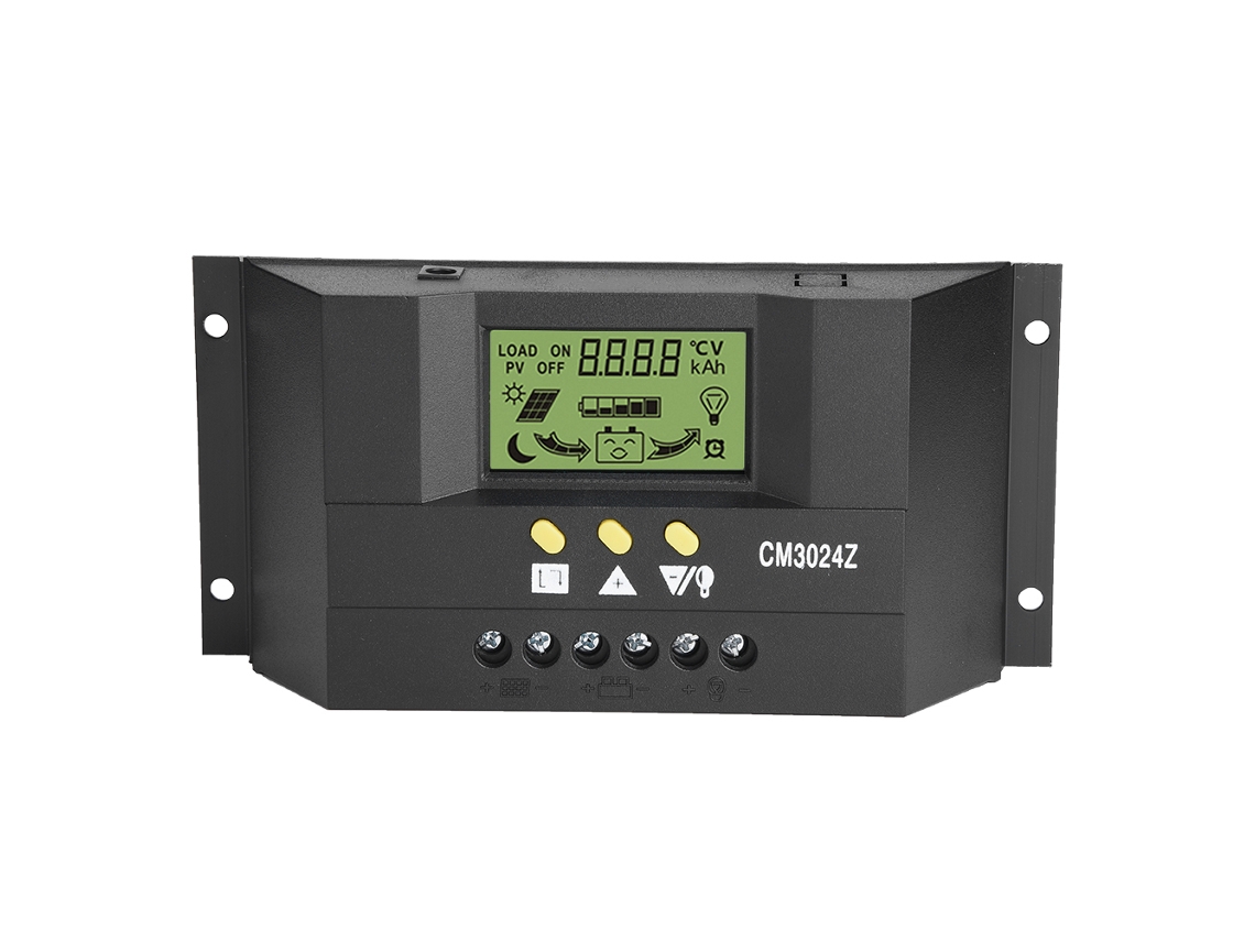Controlador De Carga Solar Inteligente Pwm 12v/24v 30a Con Pantalla Lcd Y Usb