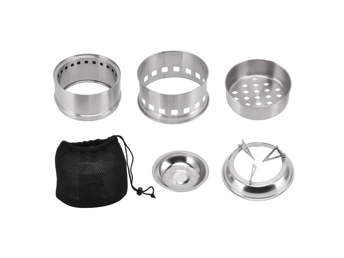 Mini bocina de alcohol para camping y Senderismo, invernadero de acero inoxidable con bolsa de almacenamiento redonda.
