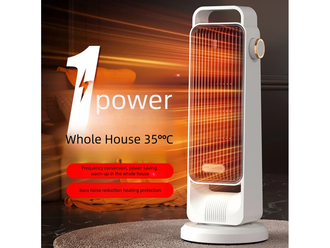 Calefactor eléctrico de sobremesa con ventilador, 1200 W/2000 W, oscilante, 90°, MDUG