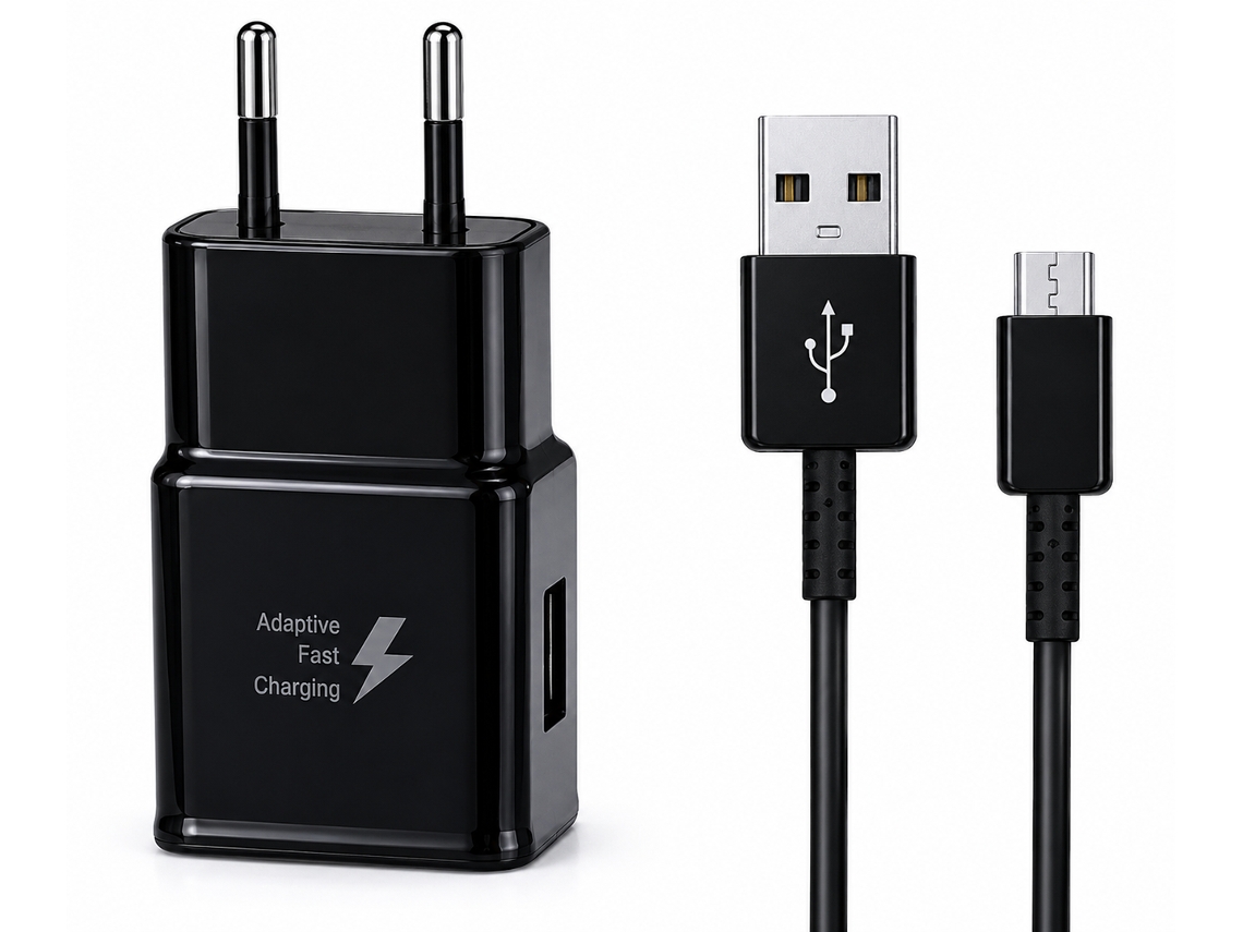 Cargador Rápido Negro Qc3.0 Usb-c Compatible Galaxy S6/s8/s9/s10 Estándar Europeo