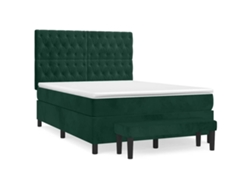 Maison Exclusive - Cama Box Spring Con Colchón Terciopelo Verde Oscuro 140x200 Cm