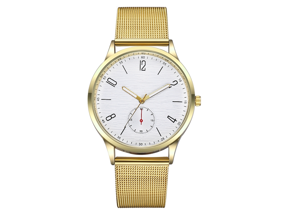 Reloj De Pulsera Para Hombre De Moda Casual Con Dial De Aleación Simple Cuarzo Oro