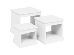 Juego de mesa de centro de 3 piezas, derivados de madera, blanco, EXCLUSIVO DE LA CASA