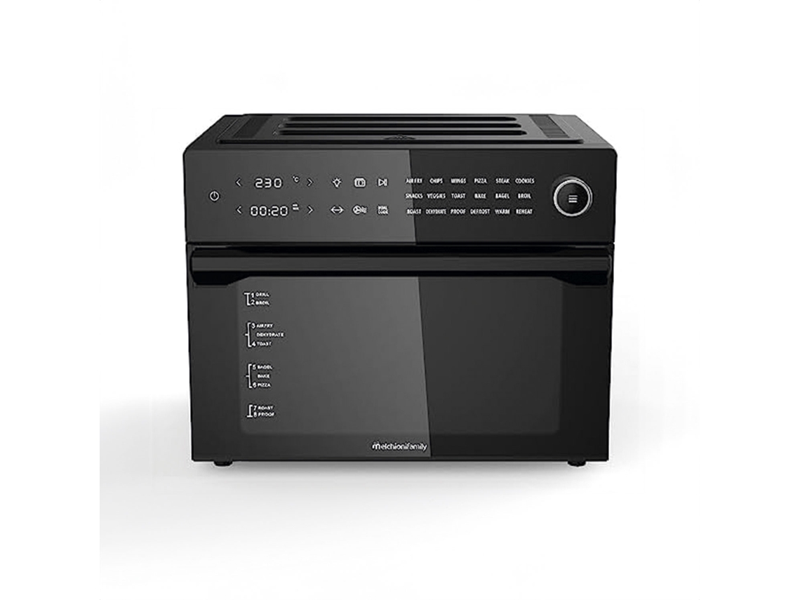 Freidora de Aire Caliente Familiar Benedetta Negra 30L 1800W Temperatura Regulable MELCHIONI Temporizador