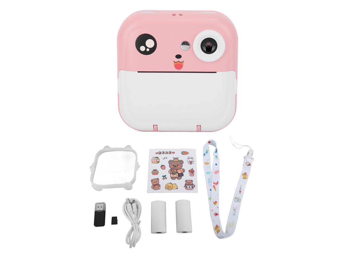 Cámara Instantánea Hd Para Niños Con Impresión Rápida, Cámaras Frontal Y Trasera, Color Rosa, Regalo Para Niños.