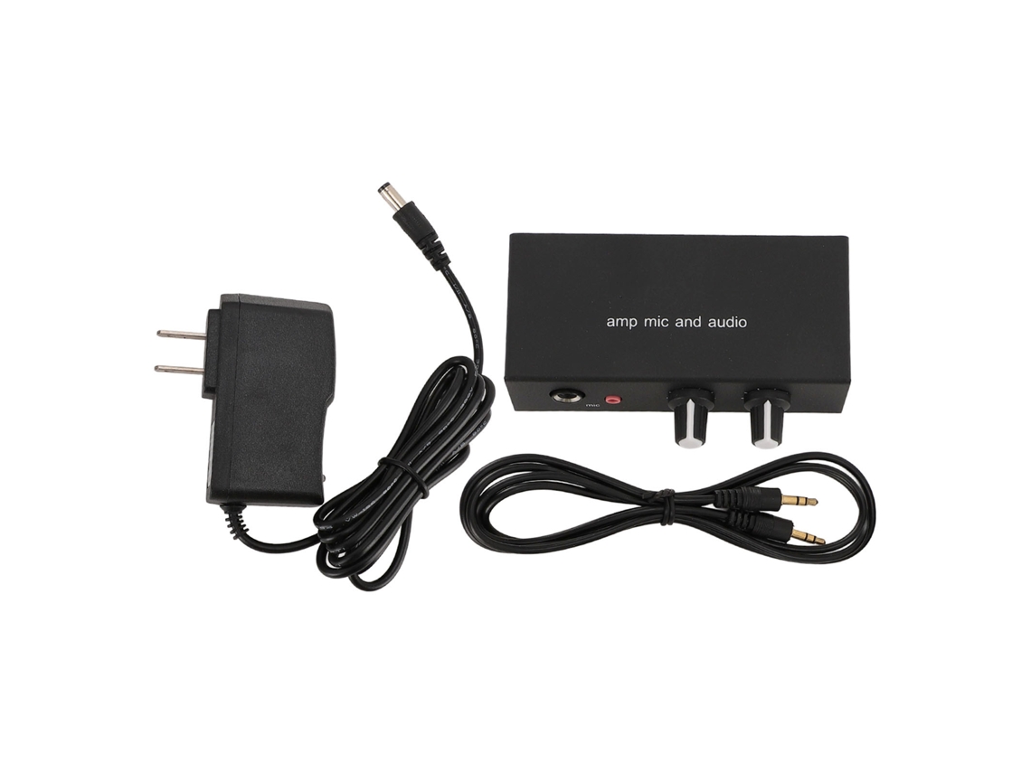 Preamplificador De Sonido Estéreo Con 3 Puertos De Salida De 3,5 Mm/6,5 Mm Para Micrófono Y Auriculares. Carcasa De Aluminio. Enchufe Estadounidense.