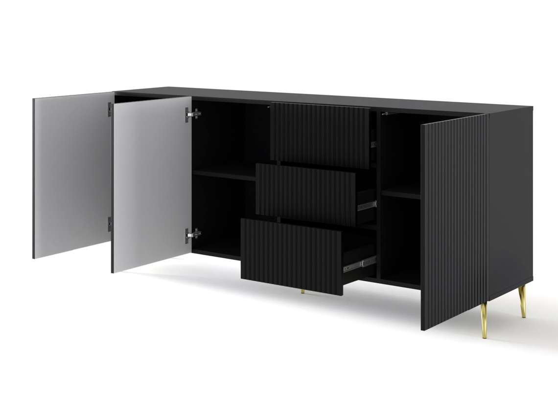Aparador FURNLUX Classic Ravenna B (Negro, Madera Contrachapada - 200X42X87 Cm)