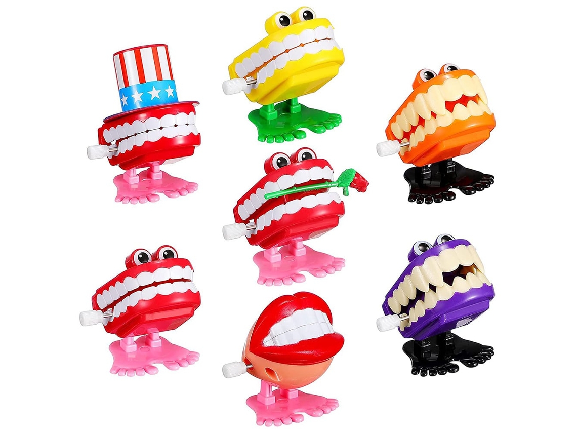 7 Piezas De Juguetes De Cuerda Para Caminar Con Dientes, Decoración De Navidad Y Halloween, Regalo Para Niños