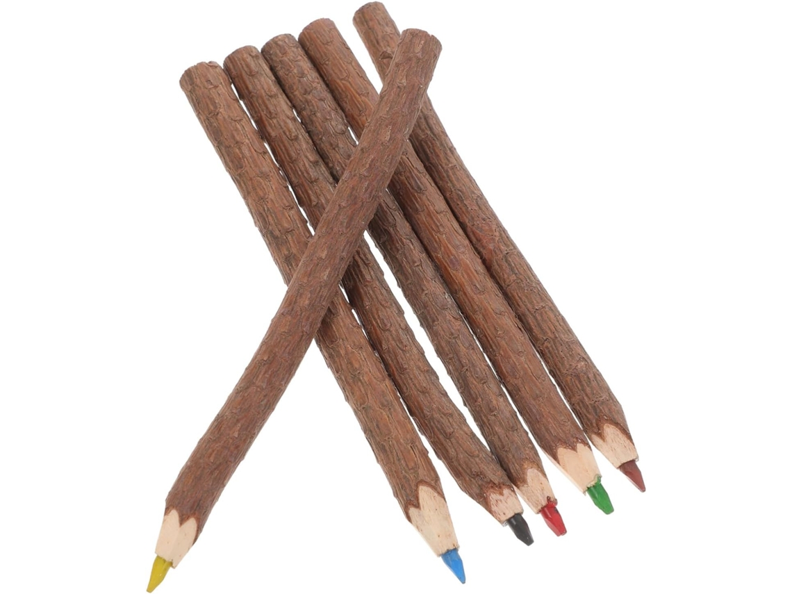 Lápices De Colores Pastel De 6 Piezas, Madera Natural Rústica, Ligeros, Para Niños Y Niñas.