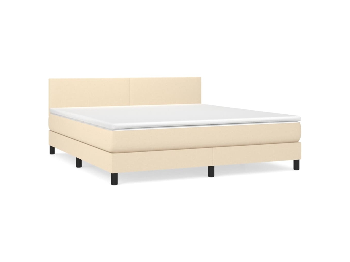 Cama con somier VIDAXL (Beige - Tela - 203 x 160 x 88 cm)
