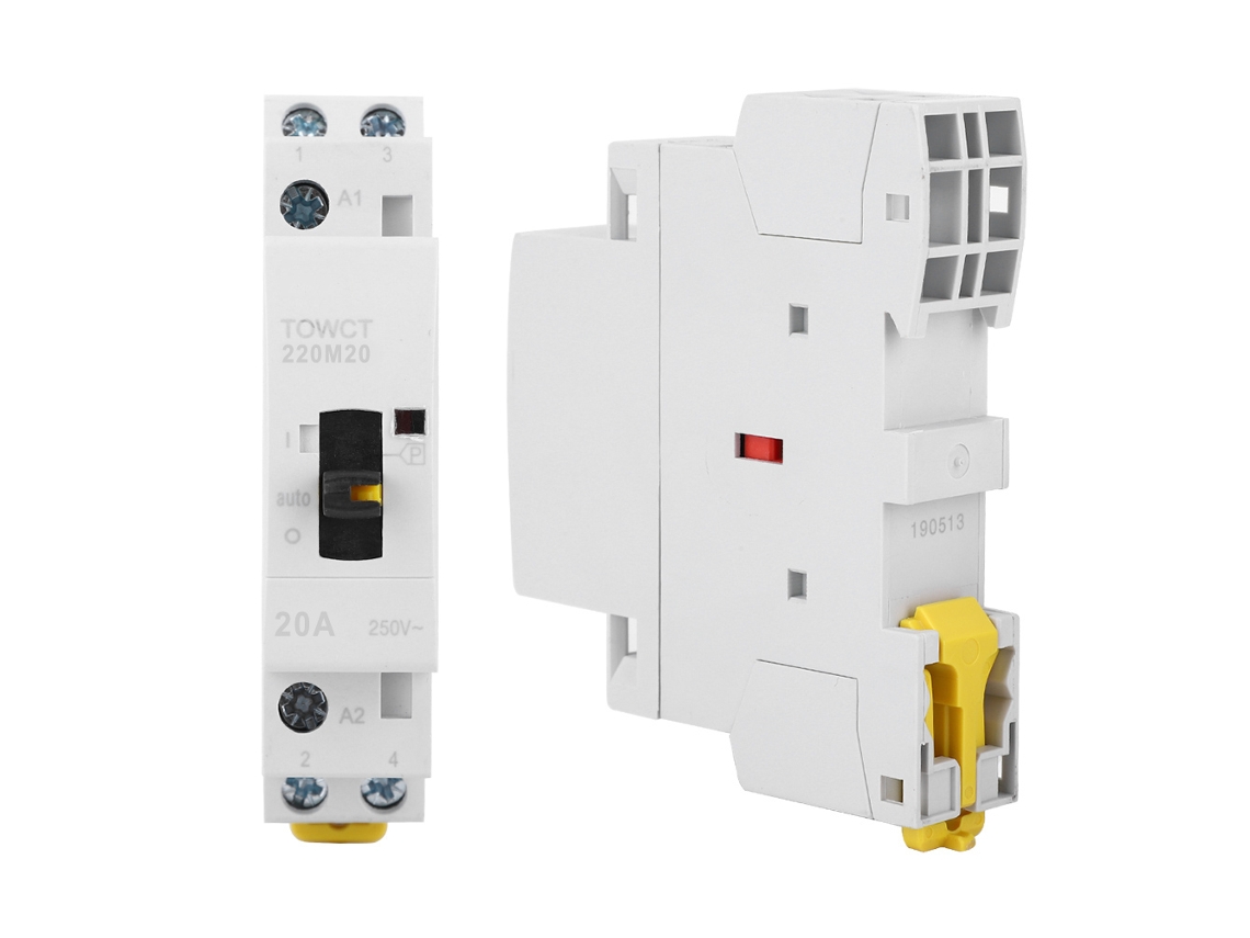 Contactor De Ca 2p 20a Residencial Con Interruptor Manual Para Riel Din 35mm 230/240v 2no Ip40
