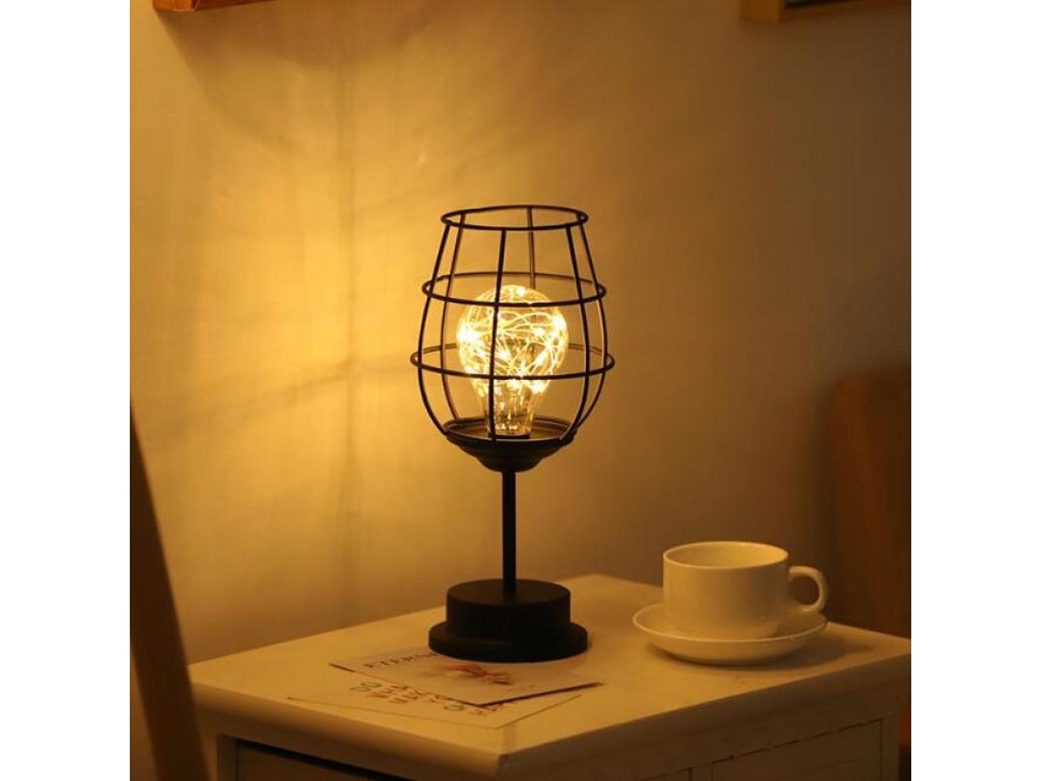 Lámpara De Mesa De Metal A Pilas, Lámpara Industrial Vintage Con Bombilla Edison Para Decoración De Hoteles Y Hogares, Diseño Llamativo Con Un Ambient