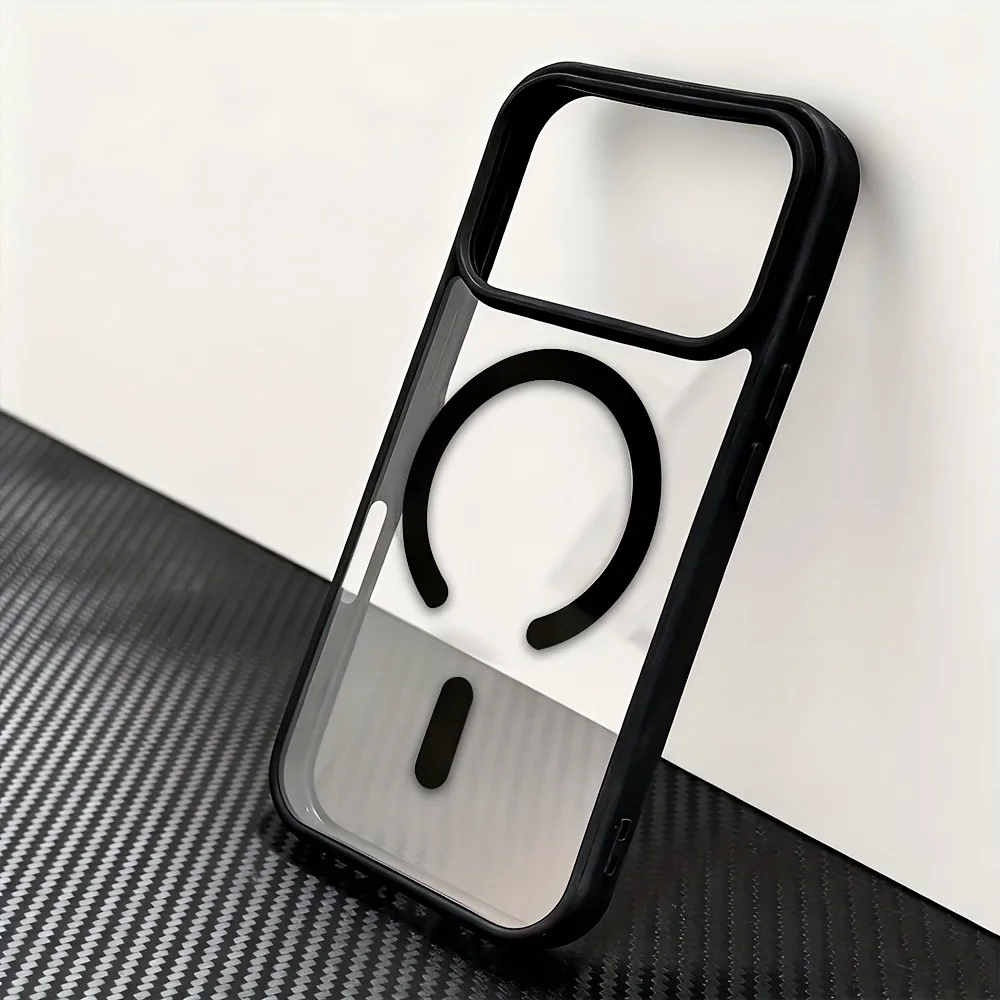 (iphone 17 Negro) Funda Magnética Transparente Magsafe Para Iphone, Compatible Con Carga Inalámbrica.