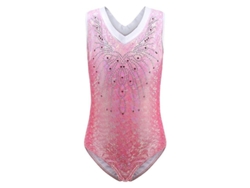 Collant sem mangas para meninas, modelo 2026, ideal para ginástica, balé e esportes. Respirável, estampado, tamanho 7-8 anos, rosa.