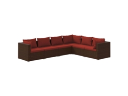 Conjunto 6 muebles de jardín VIDAXL y cojines ratán sintético marrón