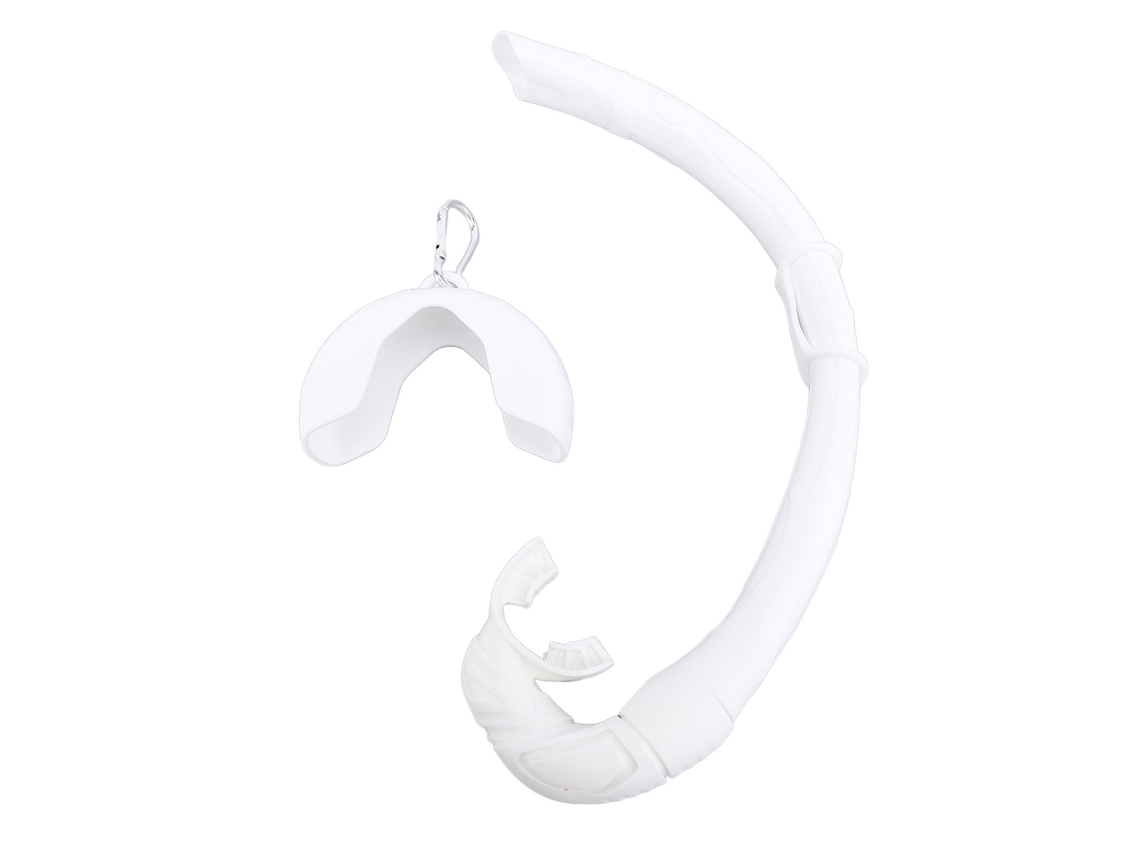 Tubo de respiración plegable de silicona para buceo y snorkel, blanco.
