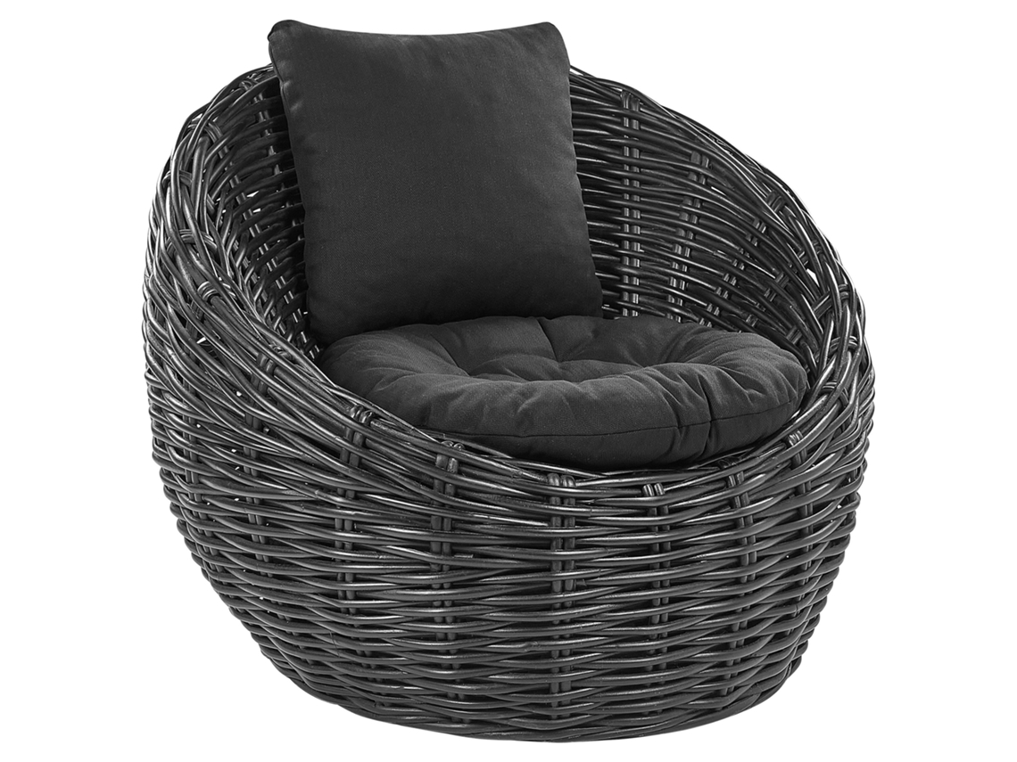Silla de jardín BELIANI Lerici de Ratán Negro 97x55x80