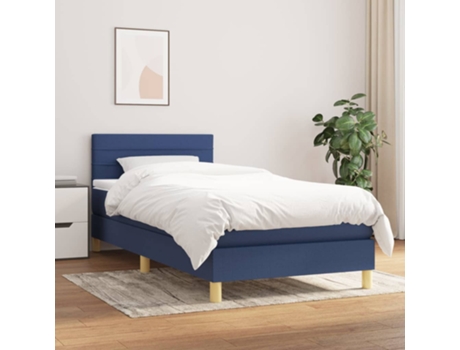 Cama con somier VIDAXL (Azul - Tela - 203 x 90 x 88 cm)