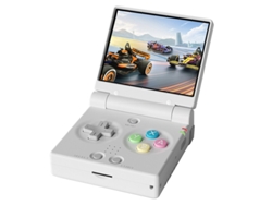 Consola portátil Miyoo Mini Flip blanca, peso de 64 g, más de 4000 juegos, sistema de código abierto, pantalla de 2,8 pulgadas, modo multijugador, batería de 2500 mAh.