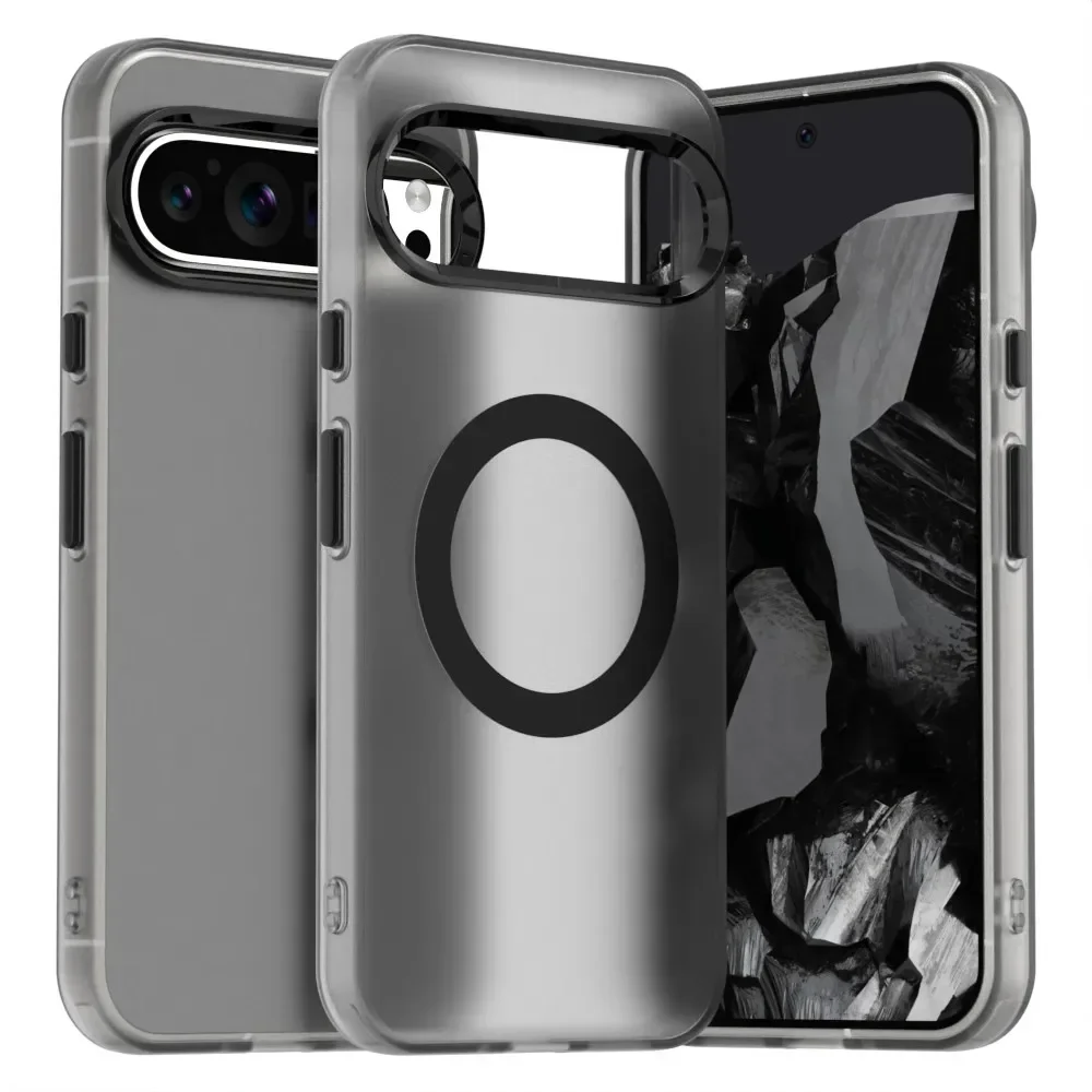 (negro, Google Pixel 10 Pro) Funda Transparente Con Acabado Mate Cristalino Para Teléfono, Resistente A Golpes, Con Carga Inalámbrica Magnética.