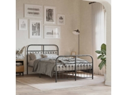 Estructura Cama Sin Colchón Con Estribo Metal Negro 120x190 Cm