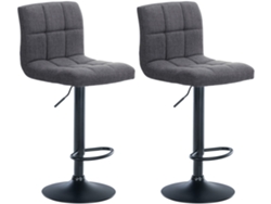 Juego de 2 taburetes de bar de estilo contemporáneo en tela acolchada gris claro con estructura de metal negro 10_0006722