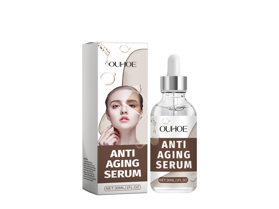 Sérum facial reafirmante antiedad con efecto visible rápido.