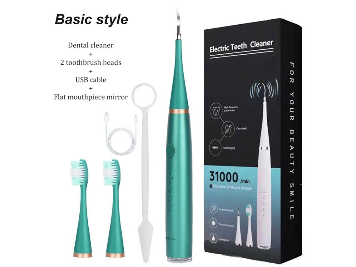 Irrigador bucal eléctrico portátil, raspador dental, eliminador de sarro, limpieza bucal, rosa, 4 boquillas, Yizhood