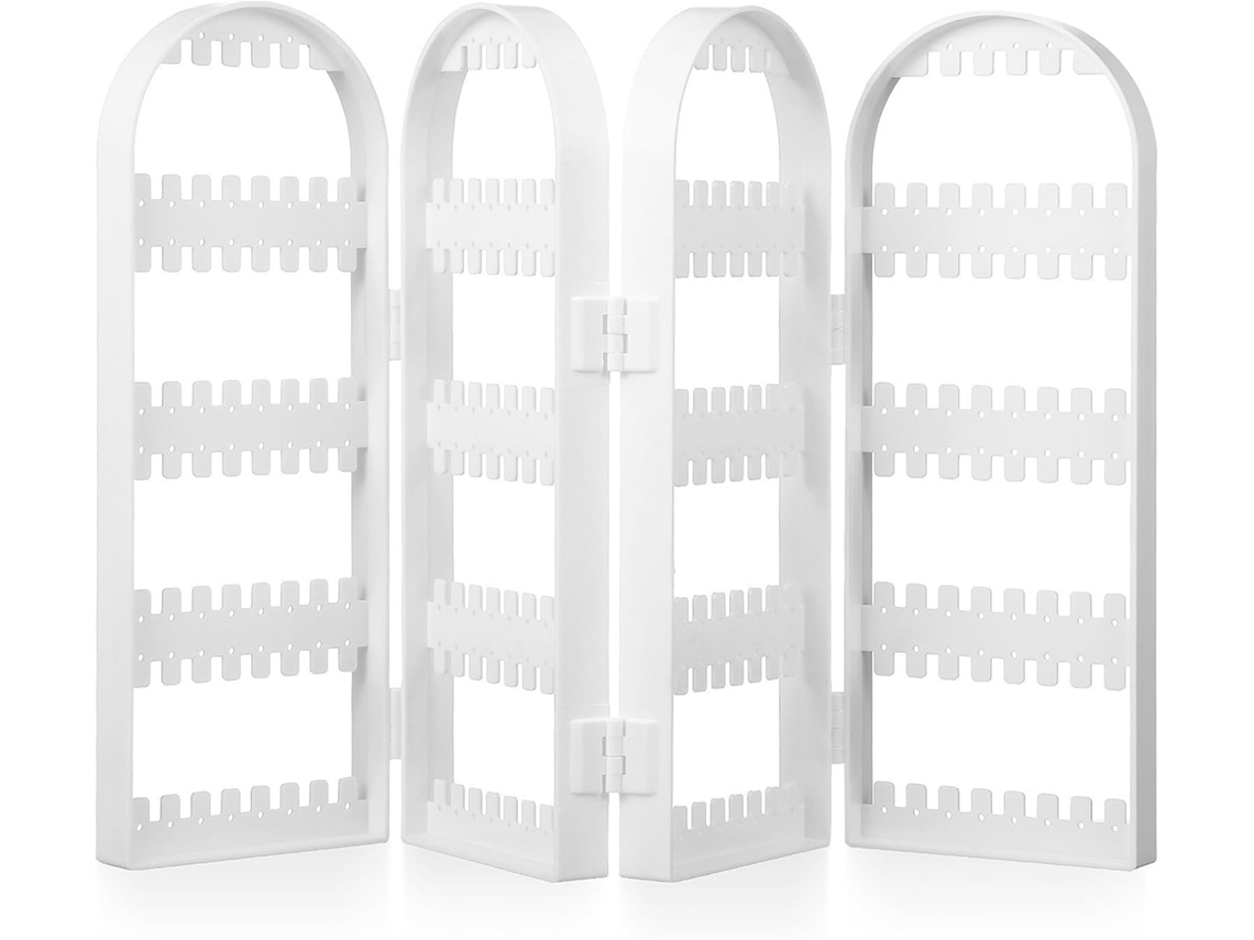 Expositor Pendientes Plegable Plástico Blanco 4 Puertas Organizador Joyas Capacidad Dormitorio Tocador Diseño