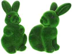 Inoomp 2 Figuras De Conejos Flocados Verdes Pequeños, Figuras Decorativas De Pascua Para Jardín, Terraza Y Oficina