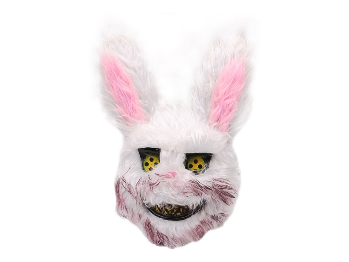 Máscara de conejo de peluche terrorífica para Halloween, 26 x 34 cm